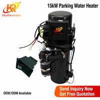 Chauffe-eau de stationnement diesel OkyRie 12V 24V 15KW, type eau, préchauffeur de liquide de refroidissement moteur, télécommande LCD pour camping-car et camion, vente en gros