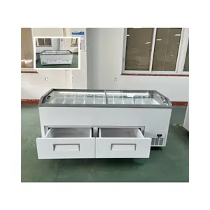 Kenkuhl Double Door Ultra Low Temperature Fish Display Commercial Ice Cream Freezer With Drawers Glass Top
