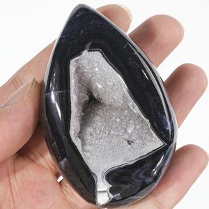 Vente en gros de pierres de guérison en cristal naturel poli de qualité supérieure, œuf d'agate noire druzy, pour la décoration de la maison et les cadeaux de vacances - Product Image 4