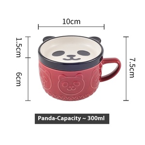 Cangkir keramik porselen kartun hewan lucu, cangkir timbul untuk sarapan Oatmeal atau kopi produk baru - Product Image 3