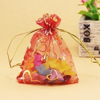 Petit sac en Organza violet estampage à chaud sacs en fil de cœur pochette à cravate bijoux pochettes d'emballage pour cadeau