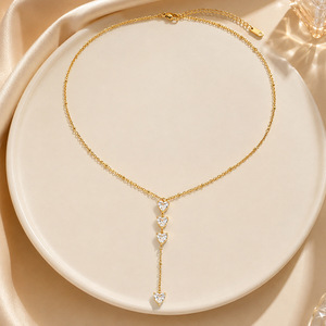 Collana a Doppia Catena Impilabile SUMMLY, Placcata in Oro 18K, in Acciaio Inossidabile con Ciondolo a Cuore in Zirconia, Regalo per Donna - Product Image 2