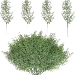 Vente directe d'usine, branche de pin artificielle verte 35 cm, fleur en soie, couronnes DIY, artisanat de Noël - Product Image 1