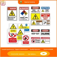 Panneaux de sécurité électriques Panneaux d'avertissement en PVC Autocollant mural Panneaux de danger Tension/Arrêt/Attention Transfert thermique écologique Imprimé