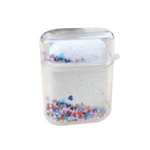 Étui pour écouteurs à paillettes liquides pour Apple <span class=keywords><strong>AirPods</strong></span> QuickSand lumineux en plastique transparent couverture rigide nouveauté idée cadeau - Product Image 3