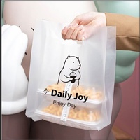 Sacs de courses personnalisés en HDPE transparent givré recyclable à fond carré avec poignée Flexiloop pour pain, sushi, pizza