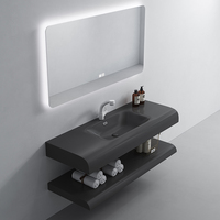 Lavabos modernes à poser, lavabo rond pour salle de bain, vasque de salle de bain avec miroir