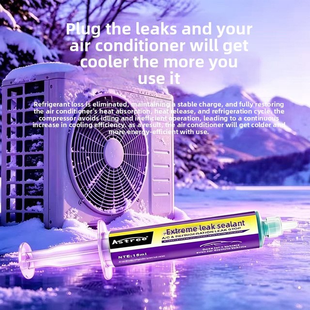 ASTREE A/C Leak Sealer 15ml Refrigerant Leak Sealant Air Conditioning System Repair Cooling Gas Leak Fix Car HVAC