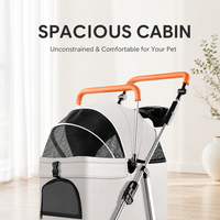 Poussette pliable pour animaux de compagnie, classique, 4 roues, écologique, pliage rapide à une main, sac de transport portable pour animaux de compagnie, pour chiens de petite/moyenne taille