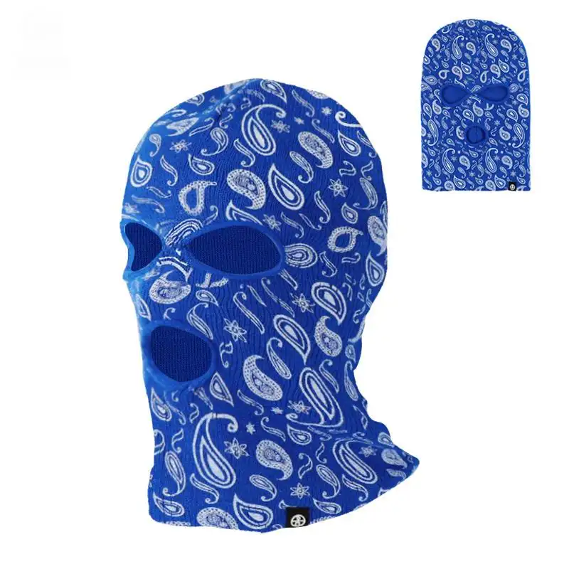 Jacquard 3 hole Ski Face Mask Balaclava Solid Dust Proof Knitted Hat Outdoor Motorcycle Ski Sports Cycling Hat