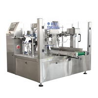 Machine d'emballage rotative automatique pour sachets préformés à fermeture éclair/sachets doy debout pour nourriture pour chiens, grains de café, bonbons, chips, litière pour chats