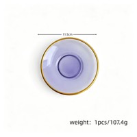 Assiette de Présentation en Verre Lavande avec Bord Doré pour Table Décorative, Idéale pour la Maison, les Dîners, les Fêtes, Vente en Gros, Personnalisation OEM ODM