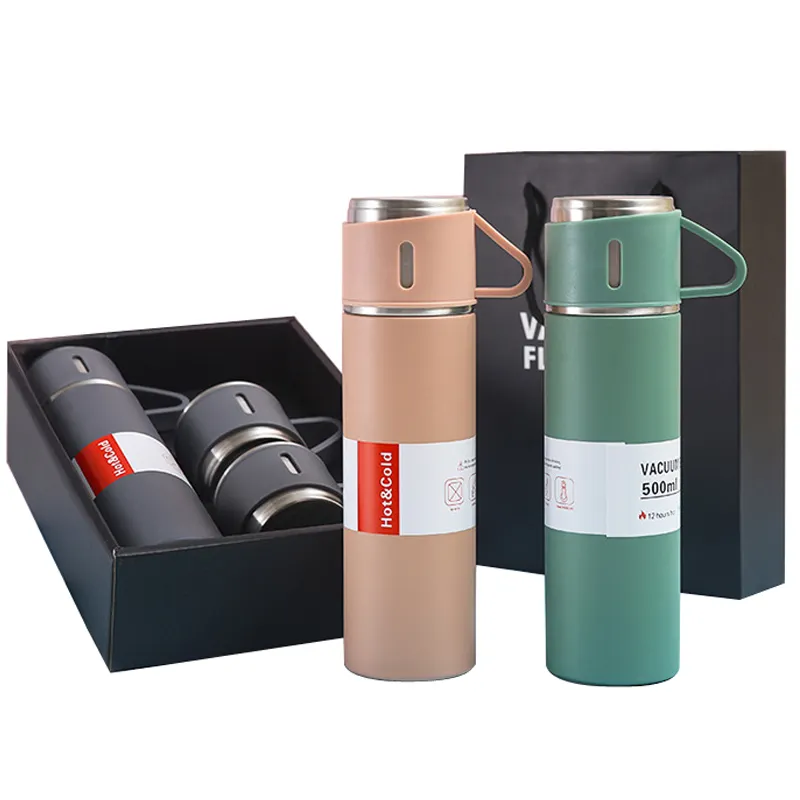 Business 500ml Gift Box Set 3Pcs Termo Vacuum Flask Set Stainless Steel Thermo 500ml/16.9oz Vacuum Insulated Thermal Bottle