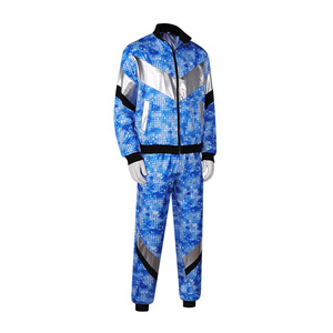 Ensemble de costume rétro disco pour homme Star's Edge, veste et pantalon bleu étoilé pour performance sur scène - Product Image 3