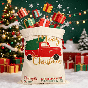<b>Large</b> Capacity <b>Santa</b> Sack Hot Sale Drawstring <b>Santa</b> Bag Candy Canvas Sack Printed Design Perfect Christmas Decorations Factory - Product Image 1