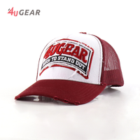 Casquette Trucker 4ugear personnalisée effet vieilli avec logo brodé 3D, casquette en maille personnalisée pour le streetwear, vente en gros pour femmes