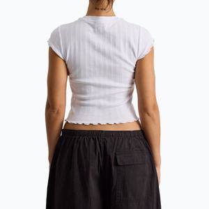Novedades: Tops Lisos de Algodón para Mujer, Top con Punto Pointelle, Logotipo Personalizado Impreso, Corte Ajustado, Tops de Verano para Chicas - Product Image 4