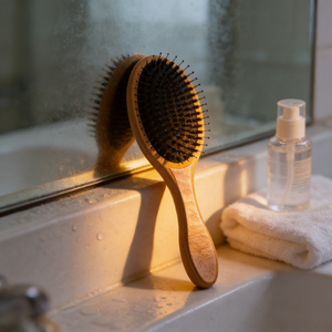 Brosse démêlante en bois de bambou avec logo personnalisé, qualité supérieure, poils de sanglier bouclés, pour sèche-cheveux, pour femmes - Product Image 6