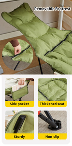 Outdoor Four-Gear Adjustable Folding Moon <b>Chair</b> Comfort <b>Padded</b> Recliner for Garden Camping Beach Picnic - Product Image 2