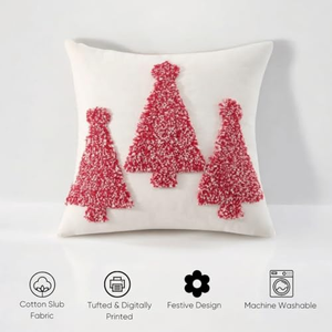Housse de coussin en lin brodée à motif sapin de Noël, vente chaude en usine, pour canapé et chambre à coucher - Product Image 4