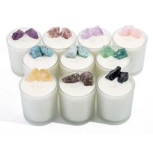 Velas Aromáticas de Cristal AIKUN, Mezclas de Cera de Soja con Adornos de Piedras Preciosas Curativas para la Relajación y el Equilibrio de los Chakras - Product Image 1