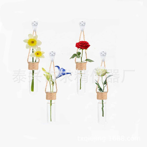 Seeking Excellence Hydroponic Test Tubes 4Pc Set Hanging Glass Vase Wall Mounted Plant Container Cylinder Shape - Product Image 3