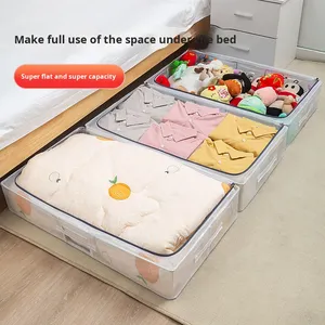 Boîte de rangement pliable en plastique transparent <span class=keywords><strong>Youna</strong></span> pour le fond du lit, 30L, anti-poussière, anti-humidité, pour vêtements et couettes ménagers - Product Image 1