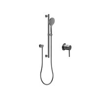 Ensemble de douches en acier inoxydable finition gunmetal, système de douche mural, robinets de bain et de douche multifonctionnels