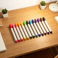 Marqueurs effaçables à sec pour tableau blanc, 12 couleurs, pointe ronde de 1 mm, option logo personnalisé, ensemble de marqueurs artistiques effaçables