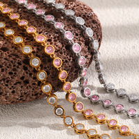 Pulsera de Zirconia Lujosa y Elegante, Chapada en Oro de 18K, de Acero Inoxidable, Joyería Impermeable para Mujer, Regalo que No se Desvanece