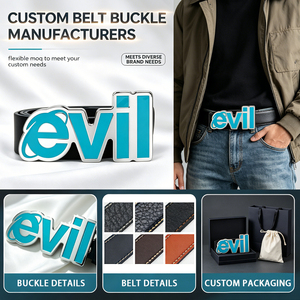 Hebilla de Cinturón Personalizada para Hombre, Estilo Y2K Cyberpunk, con Letra Irregular, Placa Grande de Metal, Esmalte Azul, Aleación, para Accesorios de Motociclista y Streetwear - Product Image 1