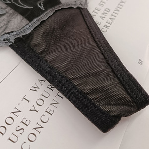 Culotte string sexy taille basse en dentelle brodée florale avec lettres, en maille respirante et douce pour femme - Vente en gros - Product Image 6