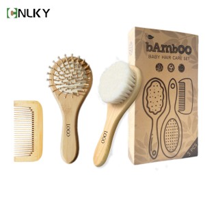 3 pezzi eco-friendly Set spazzola per capelli e pettine in bambù antistatico per massaggio del cuoio capelluto - Product Image 1