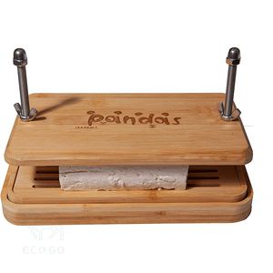 Presse à tofu en bambou Moule à tofu réglable avec plateau d'égouttement et couteaux à fromage pour la cuisine - Product Image 5