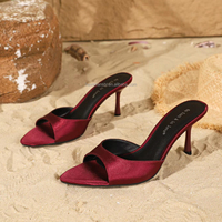 4302A-17 Été 2025 Tendance Sandales à Talon Aiguille Ouvertes et Pointues, Mules Élégantes et Mode pour l'Extérieur