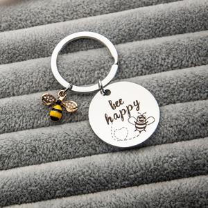 Llaveros Bee Happy para Maestros, Regalos Ideales para el Día del Maestro, Llavero de Abeja de Acero Inoxidable - Product Image 3