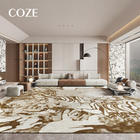 Tapis italien de luxe brun clair aux tons terreux pour salon, tapis rétro américain de luxe haut de gamme fait main pour salon