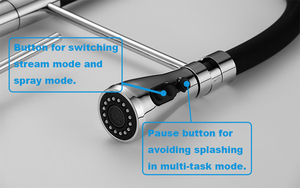 Robinet de cuisine monocommande monofilaire en silicone noir, mitigeur eau chaude et froide, flexible et extractible AT9964B-DX - Product Image 6