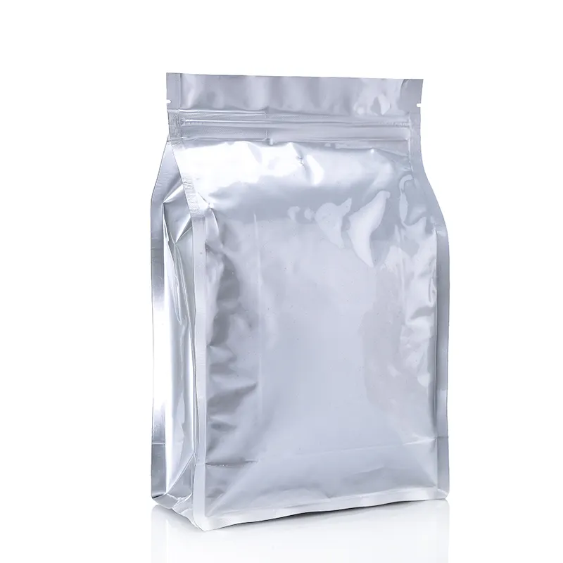 Vente en gros custo 8 poche d'étanchéité latérale en aluminium doublé de papier alimentaire emballage en plastique de qualité alimentaire avec fermeture à glissière dans un sac à fond plat de noix