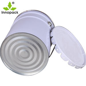 Cubo de metal vacío de alta calidad de <span class=keywords><strong>15</strong></span> litros con tapa floral, gran oferta, barriles de almacenamiento redondos de metal de 15L personalizados para embalaje - Product Image 3