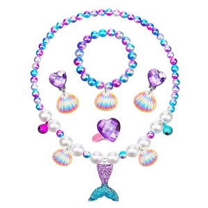 Ensemble de bijoux de costume de princesse sirène pour jeu de rôle, collier et boucles d'oreilles, fourni par l'usine - Product Image 1