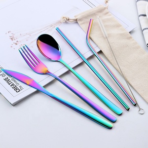 <span class=keywords><strong>Cubiertos</strong></span> Reutilizables de Acero Inoxidable Coloridos, Utensilios de Oficina y Pajita de Metal, Juego de <span class=keywords><strong>Cubiertos</strong></span> Portátil <span class=keywords><strong>para</strong></span> Viajes y Campamento con <span class=keywords><strong>Estuche</strong></span> - Product Image 3