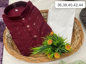 Haute qualité rayonne traditionnel et lourd Raj hommes Kurta pyjama fête de mariage tenue décontracté cousu au prix de gros - Product Image 6