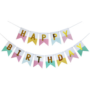 <span class=keywords><strong>Guirlande</strong></span> de bannière en papier Joyeux <span class=keywords><strong>Anniversaire</strong></span> en forme de queue de poisson dorée pour décorations de fête - Product Image 1