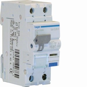 Hager Rcbo 1P+N 10A Tipo A 30mA Curva C 6kA per Uso Residenziale - Product Image 1