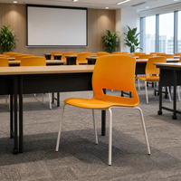 Chaise de conférence orange en plastique pour salle de classe, auditorium, avec structure métallique pour salle de réunion