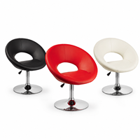 Tabouret de bar pivotant réglable en cuir PU, chaise de comptoir de cuisine ronde rembourrée avec base chromée pour la maison et les cafés