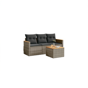 Conjunto de Sofá de Jardín de Ratán Gris de 3 Plazas, Muebles de Exterior Resistentes a la Intemperie, Diseño Contemporáneo - Product Image 1