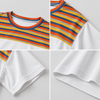 T-shirt d'été pour femme à col rond et manches courtes, coupe ample, en coton rayé respirant, décontracté, sur mesure - Fournisseur