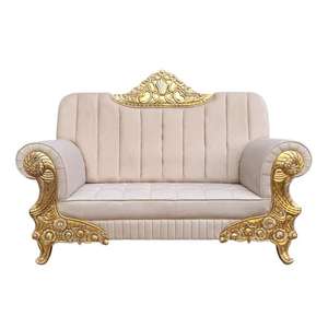 Royal Maharaja Style <b>Wedding</b> Sofa Hand Carved Metal <b>Frame</b> Tufted Velvet Luxury Bride Groom Stage Couch - Product Image 4